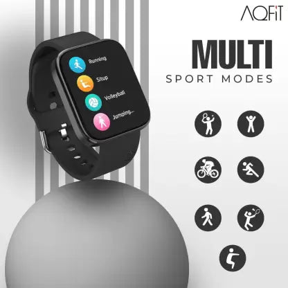AQFIT W9 Quad 1.69 inch BT Calling with Voice Assistant Smartwatch  (Black Strap, Free Size)
