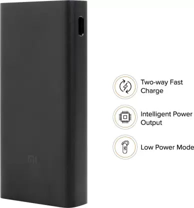 Mi 20000 mAh Power Bank (18 W, Fast Charging)  (Black, Lithium Polymer)