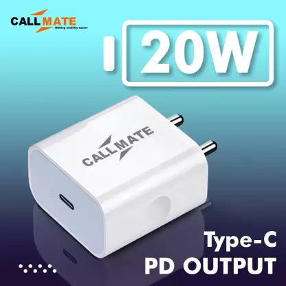 Callmate 20 W Qualcomm 3.0 3 A Mobile Charger with Detachable Cable  (White, Cable Included)