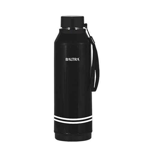 Baltra Jolly Hot & Cold Stainless Steel Water Bottle with Inner Steel and Outer Plastic (Black, 700 ml)