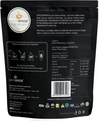 GreenBrrew Green Coffee Beverage Mix, CAPPUCCINO Original Instant Coffee  (30 g, Green Coffee Flavoured)