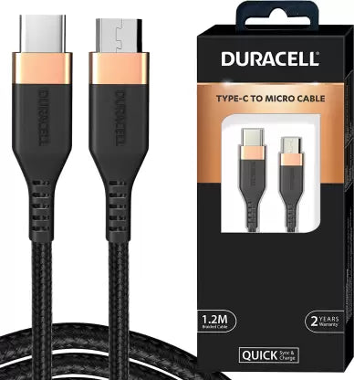 DURACELL Micro USB Cable 1.2 m DU006  (Compatible with Compatibile all Micro USB devices, Black)