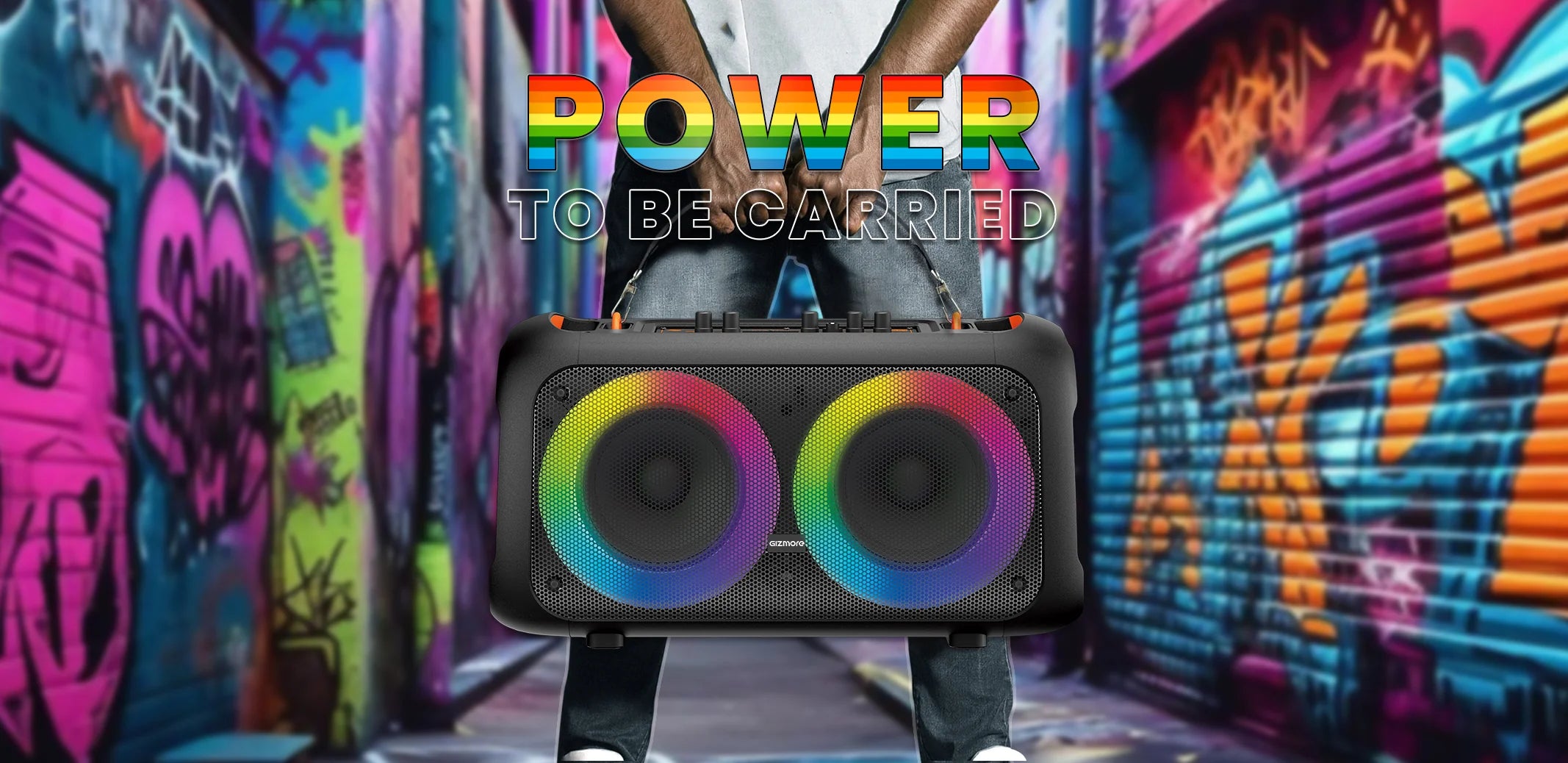 GIZMORE Trolley T3000 DRUMM 60 W Bluetooth Portable Party Speaker Up to 4 hrs Playtime with Digital LED Display, RGB Lights, Multi Connectivity USB, FM, AUX, SD Card and Wireless MIC