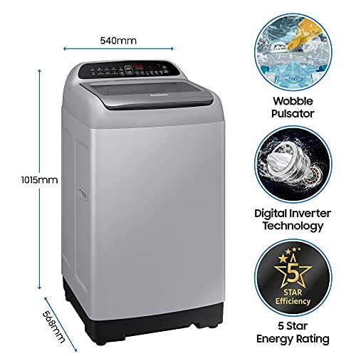 Samsung 7 Kg 5 Star Inverter Fully-Automatic Top Loading Washing Machine (WA70T4262GS/TL, Imperial Silver, Wobble technology) (OPEN BOX)