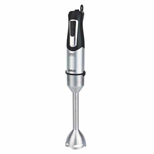 INALSA Hand Blender Robot 1000 Pro S-1000 Watts| Super Silent DC Motor| Variable Speed Control| Detachable Stem for Cleaning & Storage|(Black/Silver)