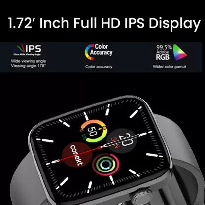 conekt SW1i 1.72'' Full HD display with Bluetooth calling and complete health tracking Smartwatch  (Black Strap, Free Size)