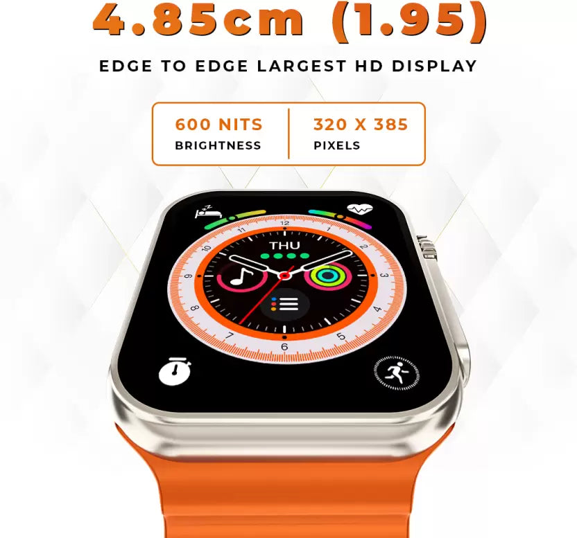 Gizmore Vogue 1.95 AOD 600 NITS | 320 X 385 PX HD Display Bluetooth Calling Smartwatch  (Orange Strap, Free Size)