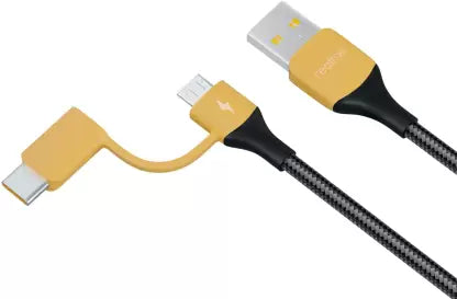 realme 2-in-1 Cable 3 A 1.5 m 4818187  (Compatible with Mobile, Tablet, Earphone, Black, One Cable)