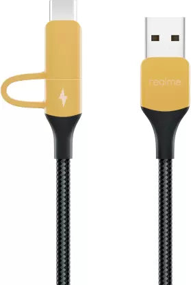 realme 2-in-1 Cable 3 A 1.5 m 4818187  (Compatible with Mobile, Tablet, Earphone, Black, One Cable)