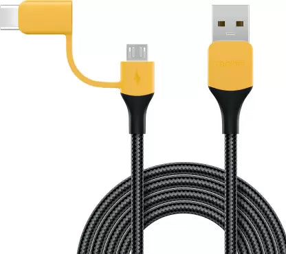 realme 2-in-1 Cable 3 A 1.5 m 4818187  (Compatible with Mobile, Tablet, Earphone, Black, One Cable)