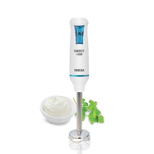 Inalsa Robot 4.0 SS Hand Blender, 400W (White and Blue)