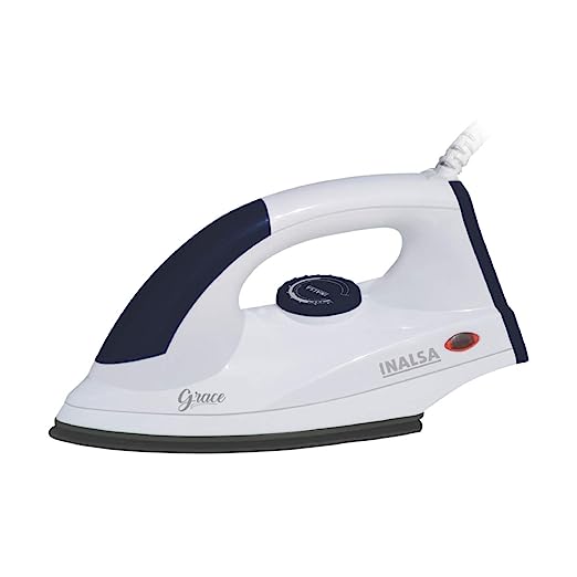 Inalsa Grace 1200-Watt Dry Iron with Non Stick Coated Sole Plate (White/Grey)