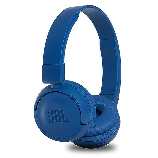 JBL T460BT by Harman, Wireless On Ear Headphones with Mic, Pure Bass, Portable, Lightweight & Flat Foldable, Voice Assistant Support for Mobiles (Blue)