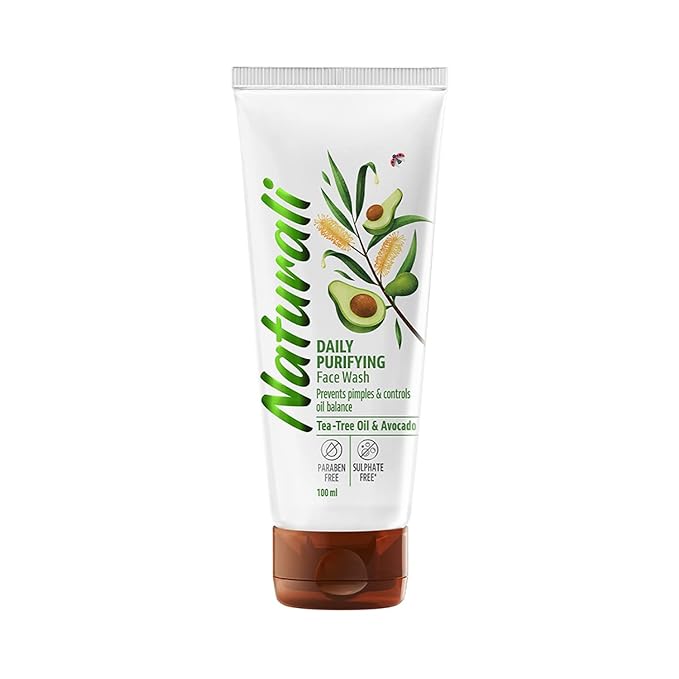 NATURALI Daily Purifying Face Wash | With Tea Tree Oil & Avocado | Prevents Pimples & Controls Oil 100 ML