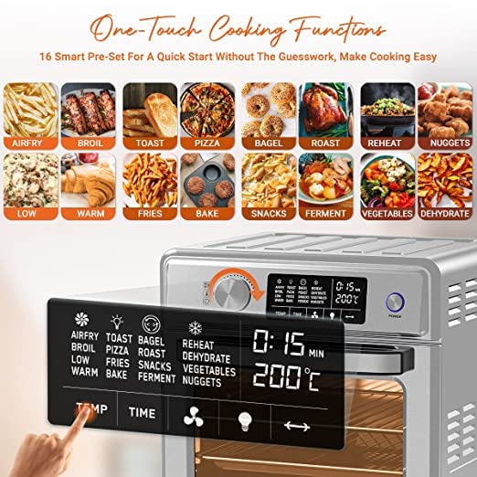 INALSA Air Fryer Oven Aero Smart With 23 L Capacity|1700 W-16 Preset Programs|| Digital Display and Touch Control | Rotisserie & Convection| 8 Accessories| Recipe Book|2 Year Warranty