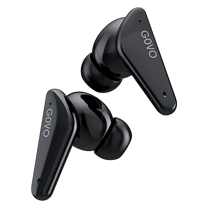 GOVO GOBUDS 600 True Wireless in Ear Earbuds with Mic, ENC, 40H Playtime, Fast Charge, Gaming Mode, Bluetooth V5.2, IPX5, Type C, Super Bass & Touch (Platinum Black)