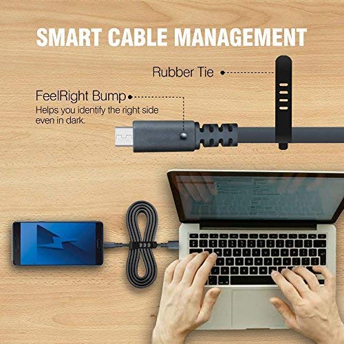Amkette Charge Pro Micro USB Extra Tough Fast Charging Cable - 4.92 Feet (1.5 Meters) - (Space Grey) (Pack of 1)
