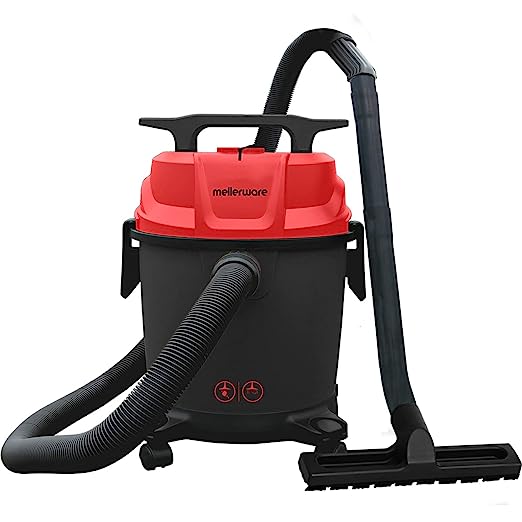 Mellerware INALSA Vacuum Cleaner Wet and Dry 1200 Watt- MWVC 01 with 3in1 Multifunction Wet/Dry/Blowing| 14KPA Suction and Impact Resistant Polymer Tank,(Black/Red), (Wet & Dry MWVC 01)