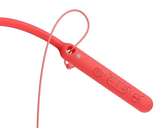 Sony WI-C400 Wireless in-Ear Neck Band Headphones with 20 hrs Battery Life, Light Weight, Bluetooth Headset with mic for Phone Calls, Vibration Notification, Work from Home, Tangle Free Cable (Red)