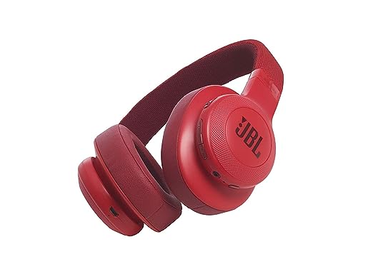 JBL E55BT by Harman Wireless Over-Ear Headphones with Mic (Red)