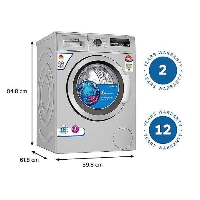 Bosch 7 kg 5 Star Inverter Touch Control Fully Automatic Front Loading Washing Machine with In - built Heater (WAJ2416SIN, Silver) (OPEN BOX)