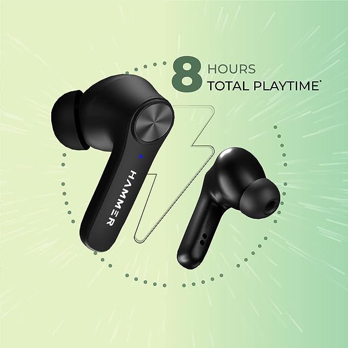 HAMMER Airflow 2.0 Bluetooth Truly Wireless in Ear Earbuds with Mic (Midnight Black)
