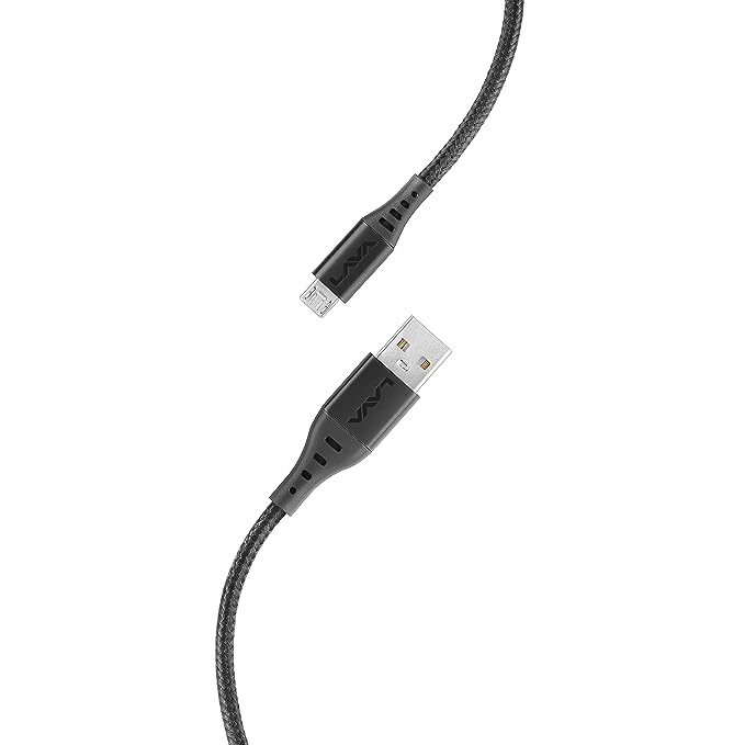 Lava D4 Cable, 2A 1 Meter Micro USB Braided Charging Cable with 480 MBPS Data Transmission (Black)