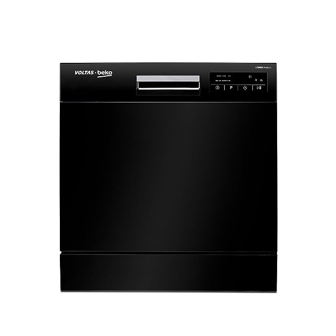 Voltas Beko DT8B Free Standing 8 Place Settings Dishwasher (DT8B, Black, Inbuilt Heater) (OPEN BOX)