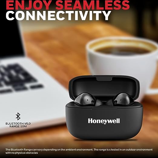 Honeywell Suono P3000 Truly Wireless Earbuds, Bluetooth V5.0, 22 hrs of Playtime with 1.5 hrs of Charging, Dynamic 10mm*2 Drivers, 300 mAh Battery, IPX4 Water Resistance, Voice Assistant Enabled