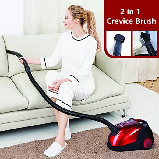 INALSA Vacuum Cleaner for Home Spruce-1200W| with Blower Function| Reusable Cloth dust Bag| Multiple Accessories | Dust Full Indicator | 2 Year Warranty (Red/Black)