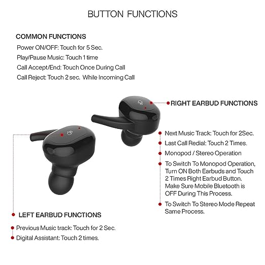 truke Fit 2 in-Ear True Wireless Bluetooth Headphones (TWS) with Mic (Black)