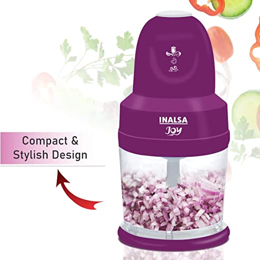 Inalsa Joy-250 Watts Electric Chopper with Copper Motor, Chop, Mince, Puree, Whisk, 850 ml Capacity, One Touch Operation, 1.30mtr Long Power Cord