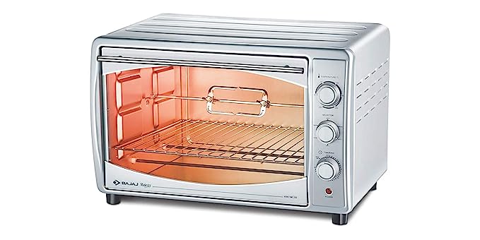 Bajaj Majesty 4500 Tmcss 45 Litre Oven Toaster Grill(45 Litres Otg)With Motorised Rotisserie&Convection Fan,Stainless Steel Body&Transparent Glass Door,2 Year Warranty,Silver,45 Liter,1200 Watt  ( OPEN BOX )