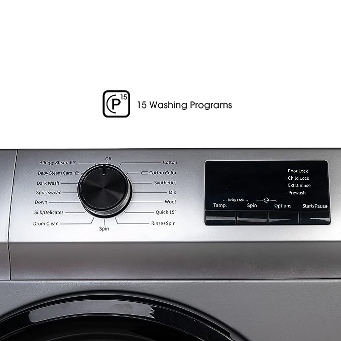 Hisense 7.0 Kg Fully-Automatic Front Loading Washing Machine (WFVB7012MS, Silver, Steam Wash, Built in Heater ), ‎Silver(OPEN BOX)