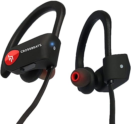CrossBeats Wave Waterproof Sports Bluetooth Wireless Earphones for Mobile with Mic and Carry Case (Black)