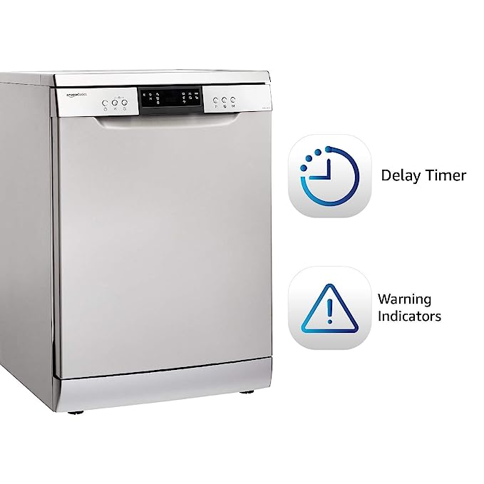 Amazon Basics 12 Place Setting Dishwasher (Silver, Rapid Intense Wash for Heavily Soiled Utensils) (OPEN BOX)