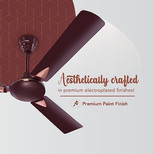 Hindware Lira 1200mm Designer 3 Blade Ceiling Fan with Premium Paint Finish and Dust Resistant Aluminium Aerodynamic Blades For Even Air Distribution (Brown) (open box)