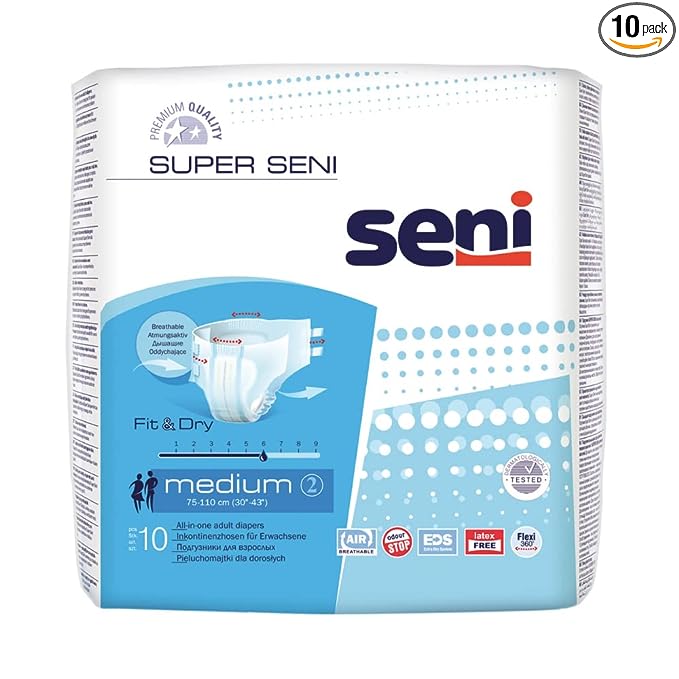 Seni Breathable Adult Diapers - 10 Pieces (Medium)