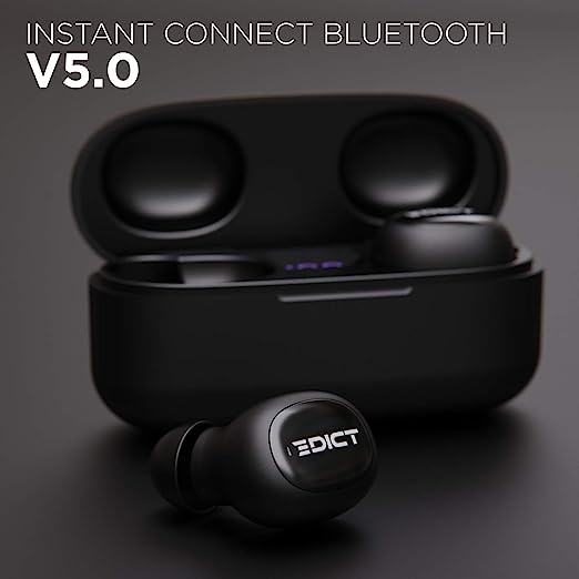 EDICT ETWS01 Bluetooth Truly Wireless in Ear Earbuds with Mic (Black)