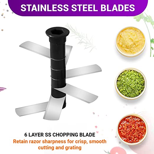 Inalsa Manual Chopper Chop It XL - Six Layer SS Chopping Blade | Coarse, Medium, Fine for All Types of Chopping | 900 ml Capacity | Anti Skid Base