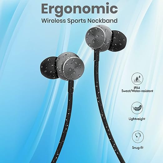 pTron InTunes Ultima Bluetooth 5.0 Wireless in Ear Earphones with Mic, Powerful Bass, 18Hrs Playtime, Type-C Fast Charging, Passive Noise Cancellation, Voice Asst, IPX4 Water-Resistant (Black & Grey)