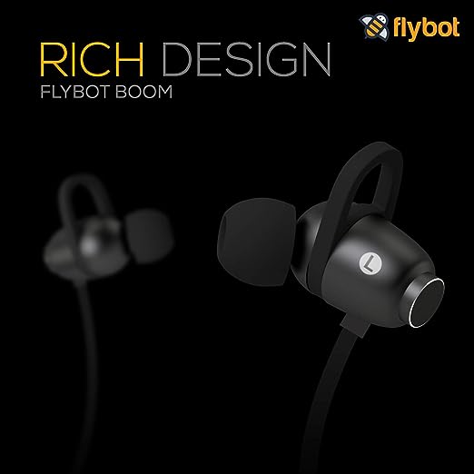 Flybot Boom Deep Bass in-Ear Wireless Bluetooth Earphone with Mic IPX4 Sweatproof - (Black)