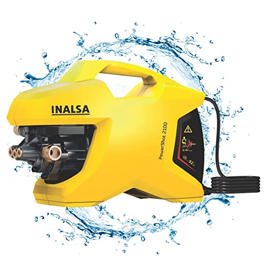 Inalsa High Pressure Washer PowerShot-2100W|Powerful Induction Motor/ Industrial Grade|Pressure-135 Bar, Max Flow-432 l/h, 6m High Pressure Hose Pipe for Cleaning Homes, Cars, Garden|Heavy Duty Usage