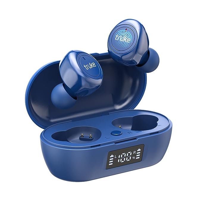 truke Fit 1+ True Wireless Earbuds with Dedicated Gaming Mode, 30H of Playtime Touch Control, Low Latency, BT 5.1, 10mm Driver Deep Bass (Blue)