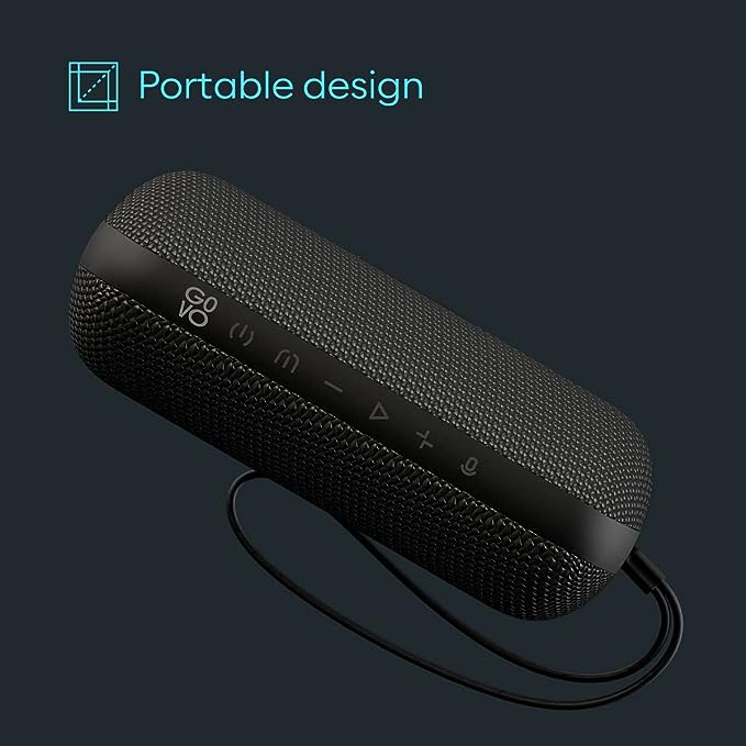 Newly Launched GOVO GOCRUSH 900 Portable Wireless Bluetooth Speaker with 24W Explosive Sound, TWS & AUX Input, SD Card Slot, 25 Hours Playtime, IPX7 Water Resistant, Type C (Black)