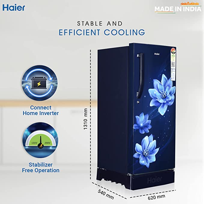 Haier 190L 4 Star Direct Cool Single Door Refrigerator (HED-204MFB-P, Marine Peony, Base Stand with Drawer)