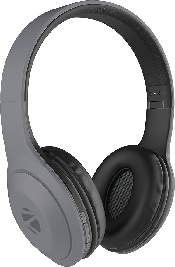 ZEBRONICS Zeb Duke 101 Wireless Headphone with Mic, Supporting Bluetooth 5.0, AUX Input Wired Mode, mSD Card Slot, Dual Pairing, Over The Ear & 12 hrs Play Back time,FM, Media/Call Controls (Grey)