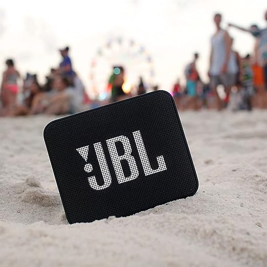 JBL Go 2, Wireless Portable Bluetooth Speaker with Mic, Signature Sound, Vibrant Color Options with IPX7 Waterproof & AUX (Black)