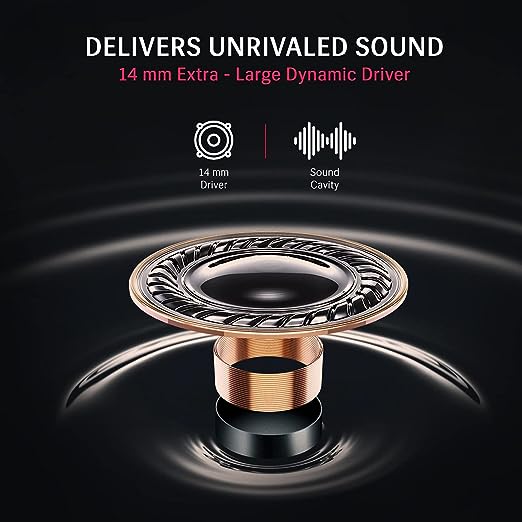 Lava ProBuds 2 Thumping Bass and Beats with 14mm Dynamic Driver|23 Hours of Audio Bliss|Intiutive Gesture Control Buds| IPX5 Certified Sweat and Water Resistant, Black Regular