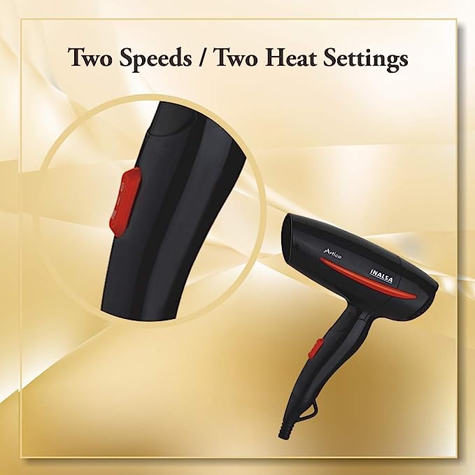 Inalsa Artico Hair Dryer With Two Speeds (Black/Red)